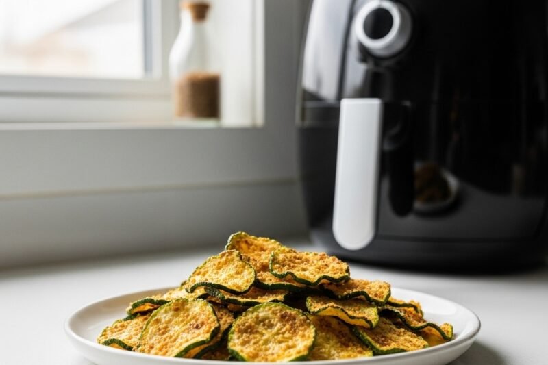 The 3-Simple Ingredient Ultra Crispy Air Fryer Zucchini Chips