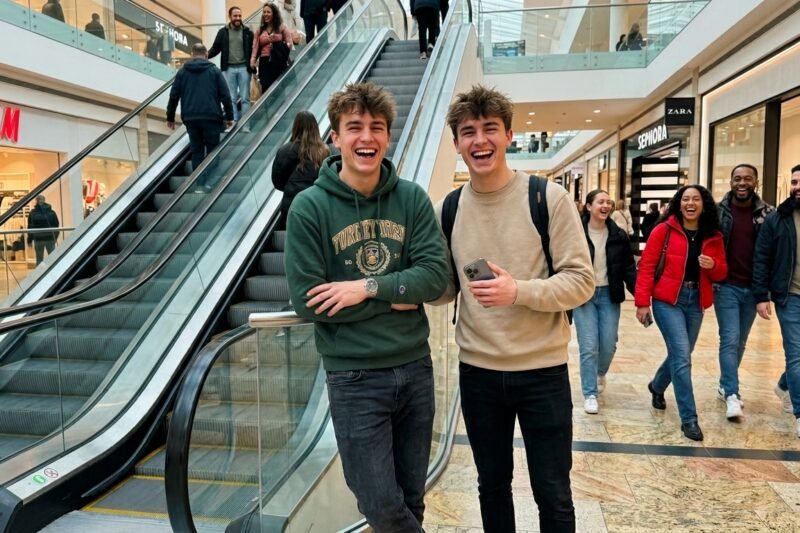 Twins Pull Off Escalator Prank That Leaves Shoppers Completely Confused